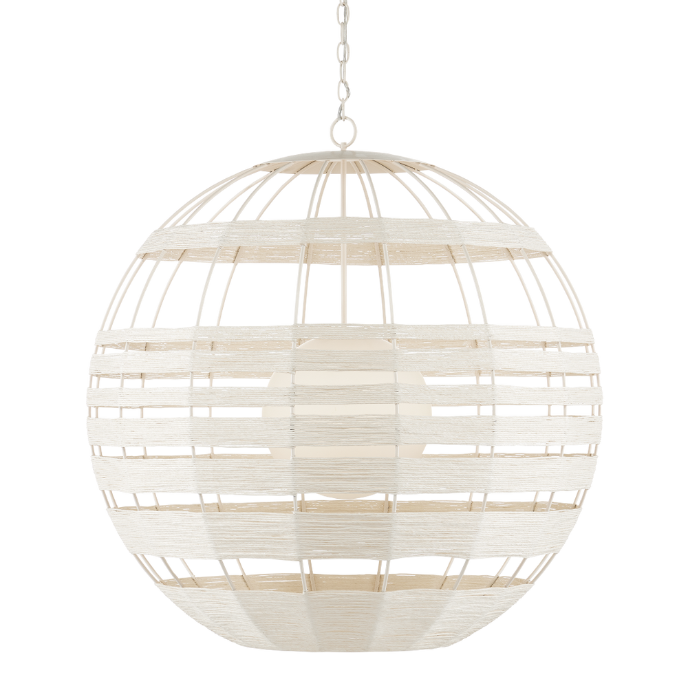 Lapsley Stunning White Orb Chandelier with Twisted Kraft Paper, Adjustable Height & Contemporary Style