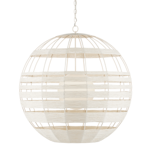 Lapsley Stunning White Orb Chandelier with Twisted Kraft Paper, Adjustable Height & Contemporary Style