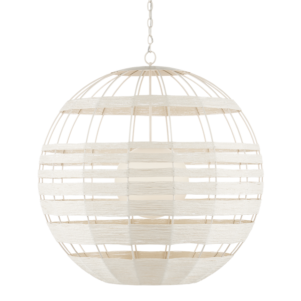 Lapsley Stunning White Orb Chandelier with Twisted Kraft Paper, Adjustable Height & Contemporary Style