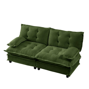 English Elm 77 Inch Cloud Loveseat Modular Chenille Sofa with Lattice Cushions for Any Room Green W714S01717