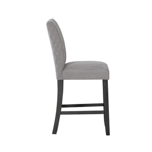 English Elm JASMINE Grey Fabric Barstools Kit of 2 — Padded Microsuede Seats, Solid Wood Block Legs, 22" Arm Height B201P291540