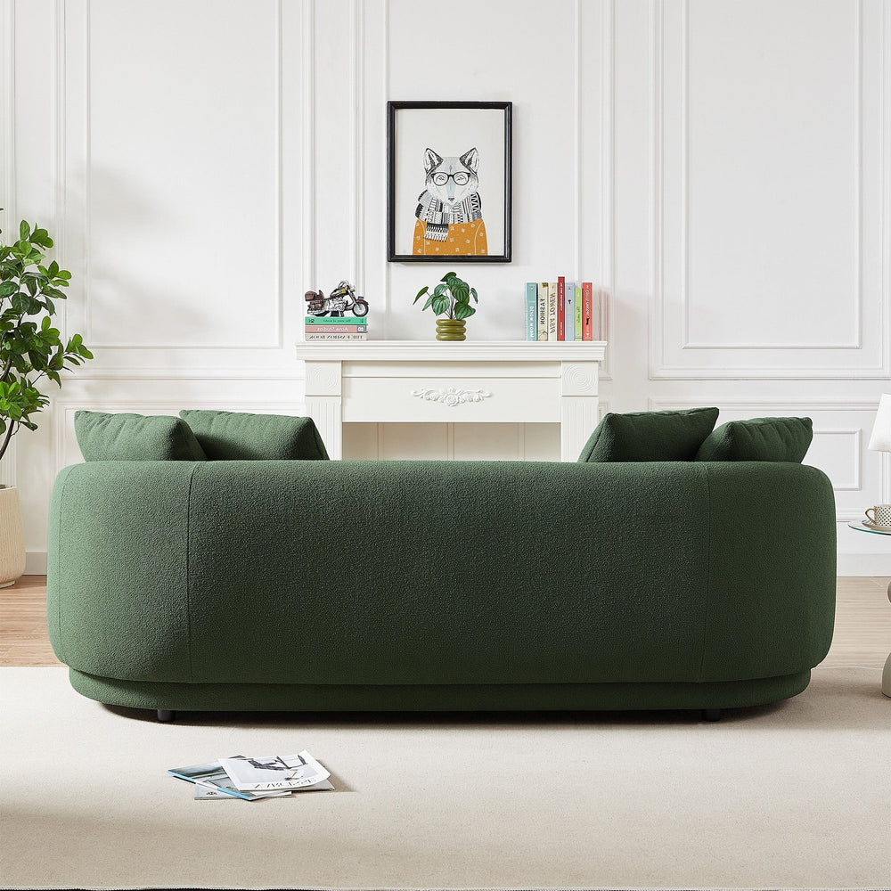 English Elm Ashcroft Furniture - Dylan Modern French Boucle Sofa — Stylish 85" Designer Couch with High-Density Foam Comfort & Durable Fabric Brown,Dark Green B183P231859