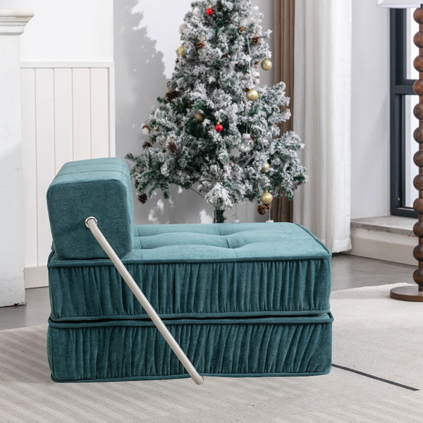 English Elm Green Chenille Floor Sofa Convertible Futon Chair with Modular Sleeping Support Green W3612P376637