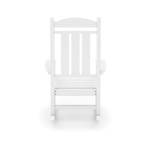 English Elm Beige Hdpe Poly Lumber Porch Rocking Chair with High Back for Outdoor Patio Use White B195P198772