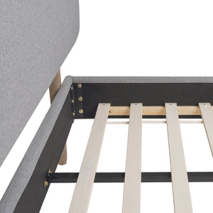 English Elm Jennifer Taylor Home - Diego King Low Upholstered Platform Bed In Light Grey - Modern Elegance With Natural Wood Legs B2719P238662