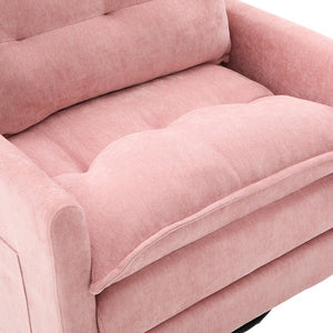 English Elm UNITED Swivel Barrel Chair with Chenille Upholstery, 360° Smooth Rotation, Padded Arm Comfort and Side Pockets for Living Room Relaxation Pink W1568P290091