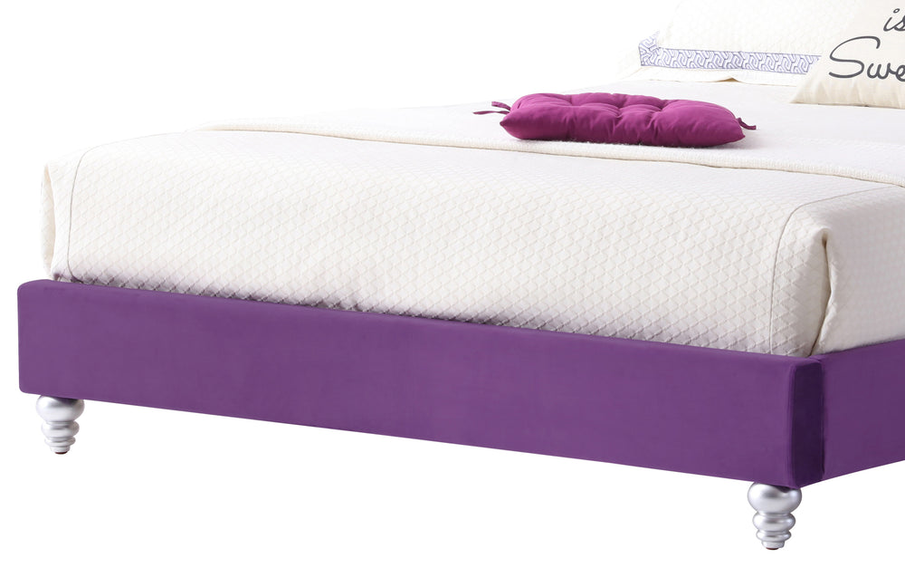 English Elm Elegant Velvet Purple Upholstered Bed with Padded Headboard, 50"H x 66"W x 86"D, Durable Transitional Style B078108102