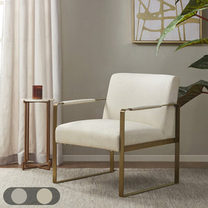 JLA Home Martha Stewart - Accent Martha Stewart Perry Street Plush Upholstered Accent Chair with Antique Gold Metal Arms & Legs MT100-0123