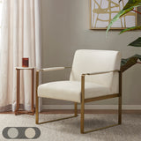 Jayco Glam Luxury Accent Chair - Plush Upholstered Seating with Antique Gold Metal Accents and Style