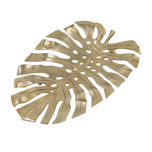 English Elm Linzo Monstera Leaf Sculptural Gold Wall Art Aluminum Botanical Glam Accent Piece B056P416845