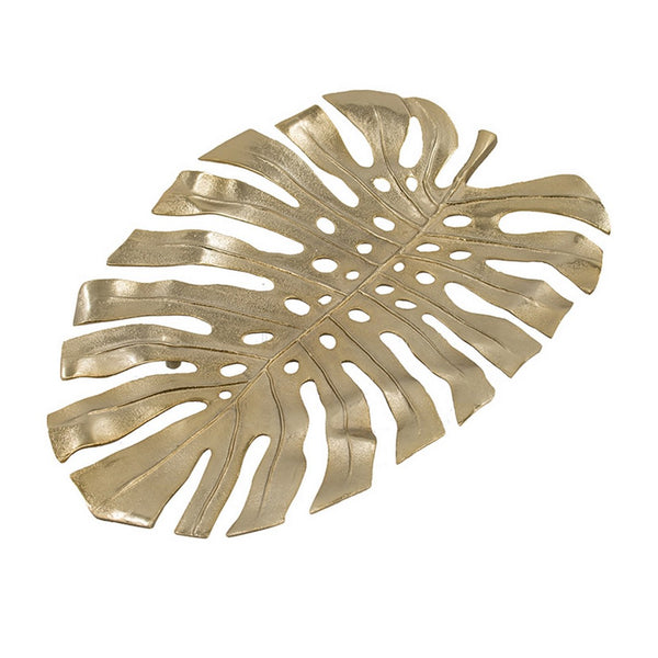 English Elm Linzo Monstera Leaf Sculptural Gold Wall Art Aluminum Botanical Glam Accent Piece B056P416845