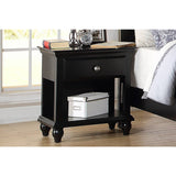 Lyndon Black Nightstand: 1 Drawer, Shelf, Sturdy Legs - 24x16x26 inches