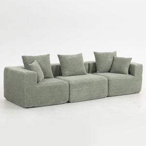 English Elm Modular Low Profile Sectional Sofa Plush Chenille Upholstery for Cozy Living Rooms Light Green W3326S00032