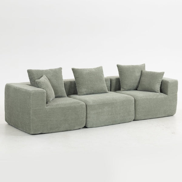 English Elm Modular Low Profile Sectional Sofa Plush Chenille Upholstery for Cozy Living Rooms Light Green W3326S00032