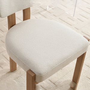 English Elm Wooden Wingback Dining Chairs Chenille Upholstered Farmhouse Set for Kitchen Comfort Beige W3244P316072