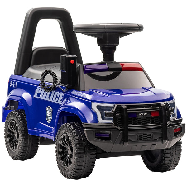 English Elm Aosom Kids Police Truck Ride on with Pa Speaker Under Seat Storage Toddler Toy W2225P200719