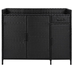 English Elm K&k Outdoor Wicker Bar Cabinet with Tempered Glass Top Adjustable Shelving and Drawer Black Brown N707P233745B
