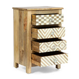 Christopher Knight Home® - Noble House - Sandia Handcrafted Boho 4 Drawer Mango Wood Nightstand, Natural And White