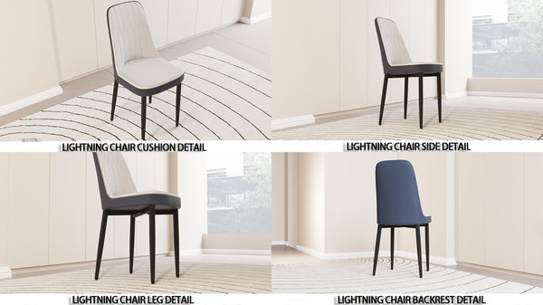 English Elm A Set of Four Mid-century Pu Leather Dining Chairs with Padded Seats and Metal Legs W2189S00831