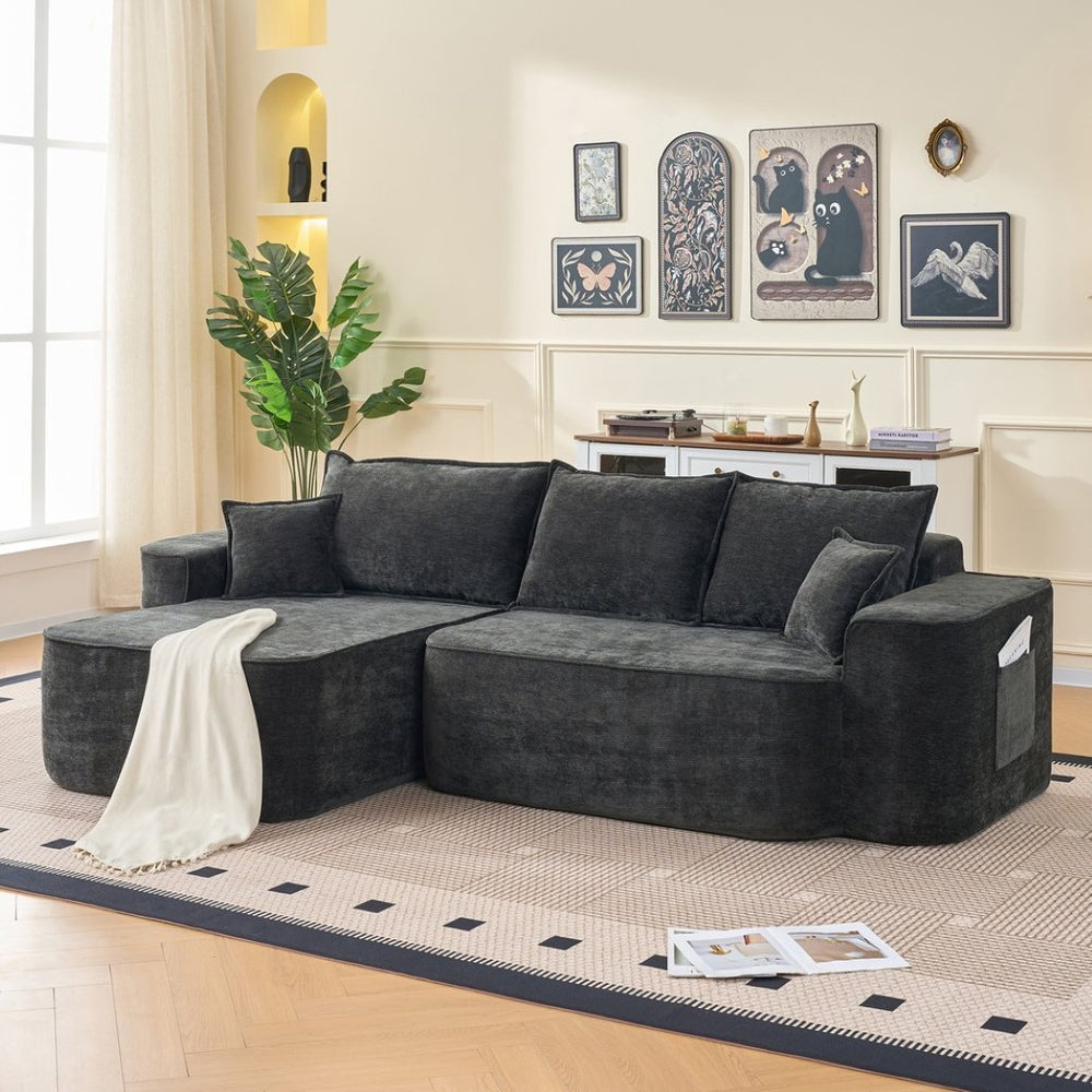 English Elm L Shaped Chenille Sectional with Deep Seats Modular Cloud Sofa for Living Room W3163S00104
