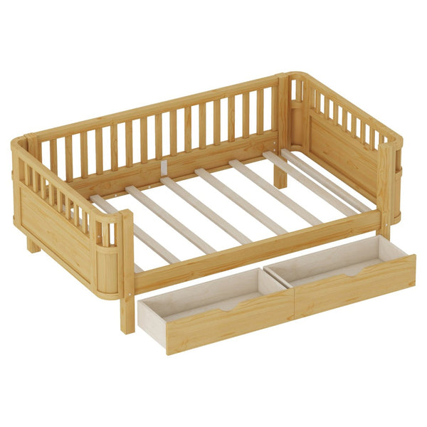 English Elm Twin Kids Platform Bed Teddy Fabric Upholstered with Bunny Cushions and Safety Rails W2593P395956
