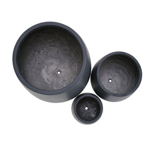 English Elm U_style Mgo Round Planter Set Three Piece Outdoor Patio Lightweight Modern Sculptural N711P406658B