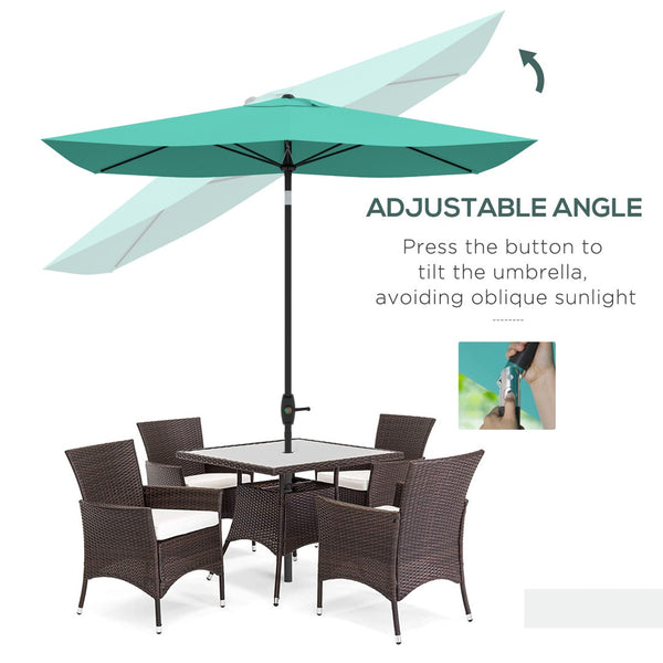 English Elm Outsunny 6.5' X 10' Rectangular Market Umbrella With Crank, Tilt & Uv Protection For Your Patio W2225P200817-GIGA