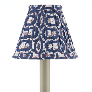 Block Print Navy Multi Pleated Chandelier Shade - Chic Cotton Decor for Bohemian Spaces and Style