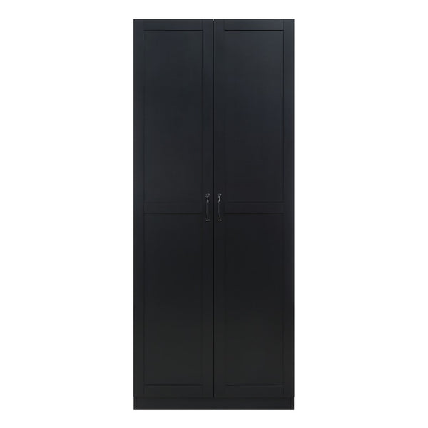 Manhattan Comfort Cornelia Modern Storage Closet With 7 Adjustable Shelves And Soft-close Doors For Elegant Organization Black Mdf 2bc-bk