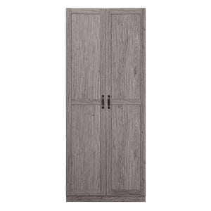 Manhattan Comfort Cornelia Modern Storage Closet With 7 Adjustable Shelves And Soft-close Doors For Elegant Organization Weathered Grey Mdf 2bc-gy