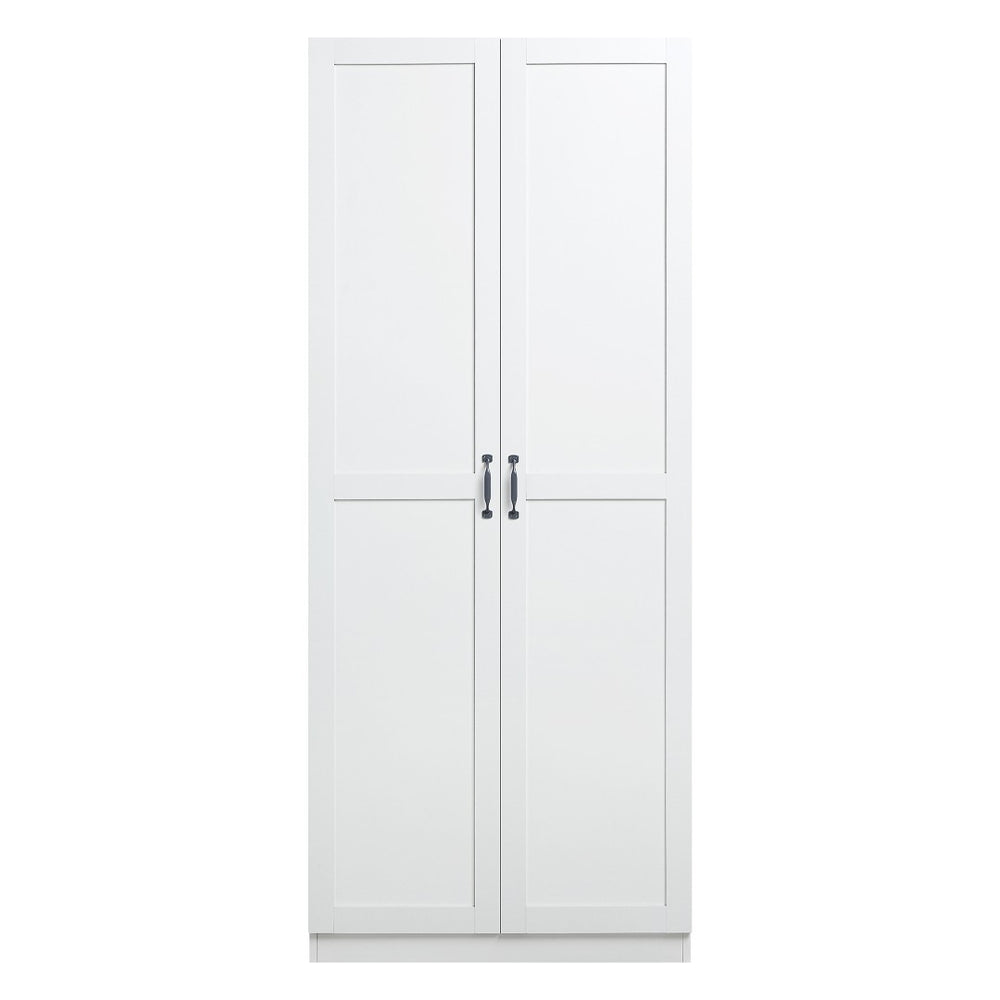 Manhattan Comfort Cornelia Modern Storage Closet With 7 Adjustable Shelves And Soft-close Doors For Elegant Organization White Mdf 2bc-wh