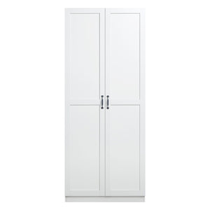 Manhattan Comfort Cornelia Modern Storage Closet With 7 Adjustable Shelves And Soft-close Doors For Elegant Organization White Mdf 2bc-wh
