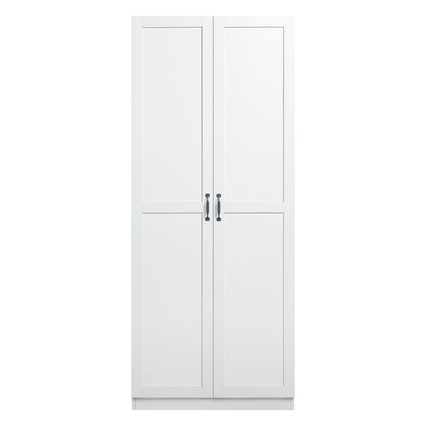 Manhattan Comfort Cornelia Modern Storage Closet With 7 Adjustable Shelves And Soft-close Doors For Elegant Organization White Mdf 2bc-wh
