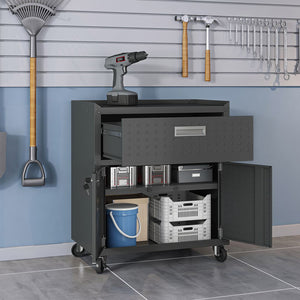 Manhattan Comfort Fortress Modern Garage Cabinet Charcoal Grey 2GMCC-CH