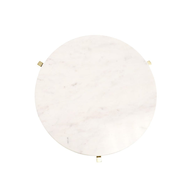 Pasargad Carina Marble Top Side Table - Unique Handcrafted White/Gold Design For Modern Homes White Stainless Steel Psac-148