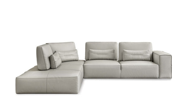 VIG Furniture Hollywood Italian Light Grey Leather Laf Chaise Sectional Sofa — Adjustable Backs, Full Italian Craftsmanship VGCC-HOLLYWOOD-GREY-LAF-SECT