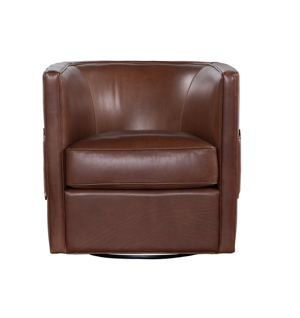 Olivia + Quinn Wynn Swivel Chair: Luxurious Leather Comfort With Elegant Detailing For Stylish Living Spaces Pippa Latte Leather,Foam,Wood 2102_Cnk1802