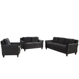 English Elm Button Tufted 3 Piece Chair Loveseat Sofa Set