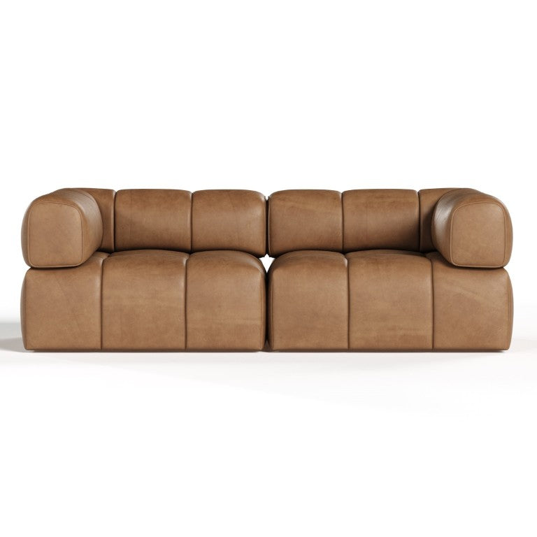 VIG Furniture Everest Genuine Brown Leather Modular Sectional Sofa — Modern 2-Piece Configurable Comfort, Durable Frame VGOD-ZW-23118-MOD-2-Piece Sectional