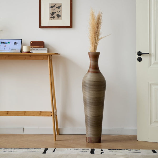 English Elm 39-Inch-Tall PVC Floor Vase Grey – 41" Elegant Modern Decorative Tall Freestanding Accent for Home W2796P193945