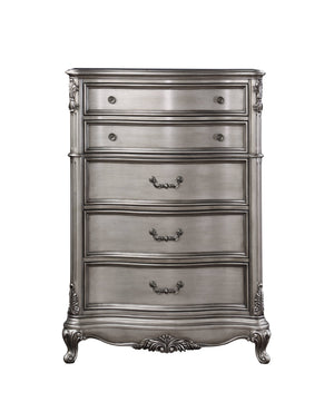 English Elm Ariadne Elegant Antique Platinum Finish Dresser with Tufted Scroll Trim and Durable Full-Extension Drawers Antique Silver 59.84 L x 22.44 W x 43.5 H B2726P247261
