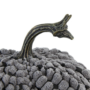 English Elm Set Of 2 Chenille Weighted Pumpkins In Soft Gray - Cozy Fall Décor For Thanksgiving & Harvest Tablescapes W2078P246681-GIGA