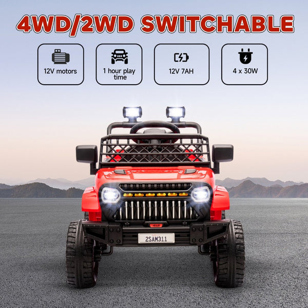 English Elm Qaba 12v Four Motor Kids Electric Ride on Truck with Trailer and Parent Remote Red W2225P249884
