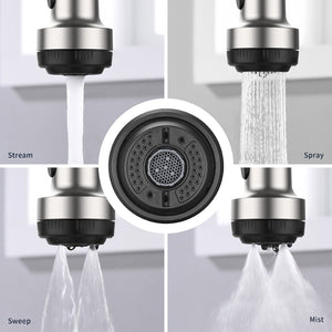 English Elm Kitchen Spring Coil Faucet Brushed Nickel Pull Down Sprayer Four Modes Stainless Steel T3177P316547