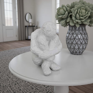 English Elm Roy Seated Figure White Resin Sculpture Contemplative Abstract Art for Modern Interiors B056P417004