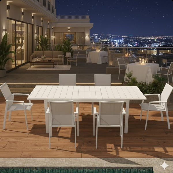 English Elm Set of 4 Stackable Outdoor Aluminum Dining Chairs with Mesh Seats for Patio Decks White B082P455181