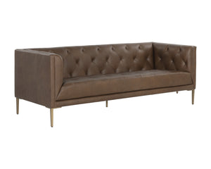 Sunpan Westin Sofa - Timeless Elegance with Diamond Tufting and Antique Brass Feet for Stylish Living Spaces Vintage Caramel Leather