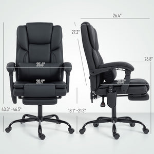 English Elm Faux Leather High Back Massage Office Chair with Reclining Footrest for Home Executives T3971P454525