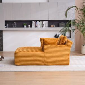 English Elm Oversized Corduroy Chaise Longue Sofa Bed — Modern Deep-Seat Sleeper with Armrests & Pillows for Compact Spaces Orange W1752P264714