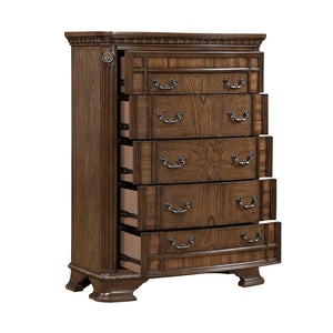 English Elm Elegant Traditional Dresser with 6 Cedar-Lined Drawers, Dovetail Construction, Carved Details & Antique Handles Dark Brown 43 L x 23 W x 58 H B011P410125